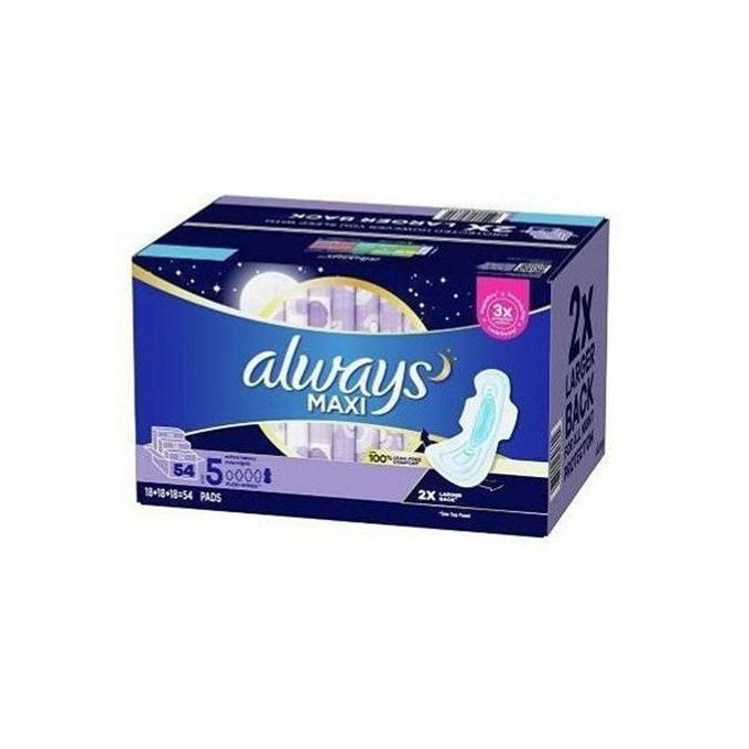 Always Maxi Extra Heavy Overnight Pad – 54 COUNT